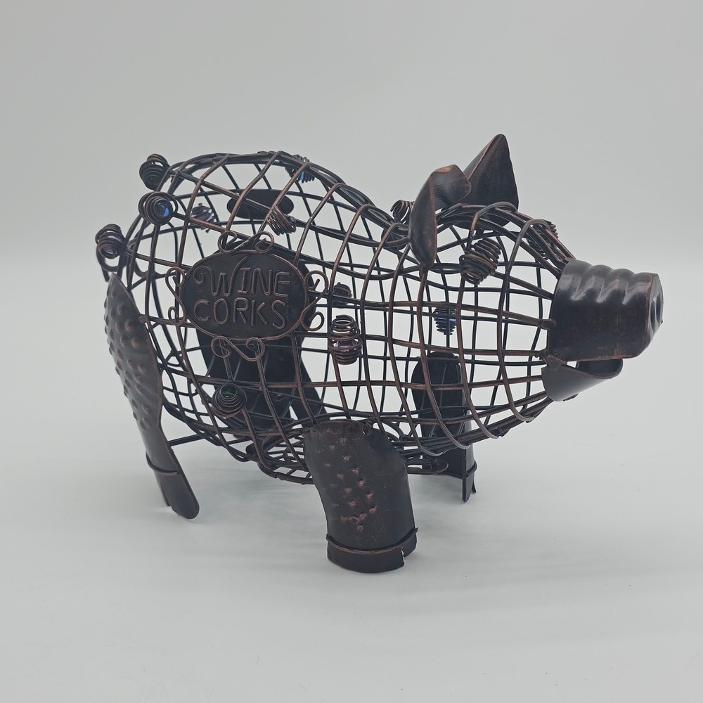 Metal Farmhouse chic Home Decor Pig Cork collecting Pig